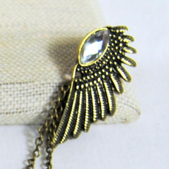 Jeweled Wings Chain Attached Pins Steampunk - Picture 2 of 4